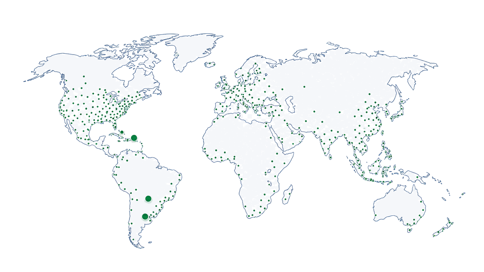 Mapa mundial con la presencia de Wyndham en 95 países