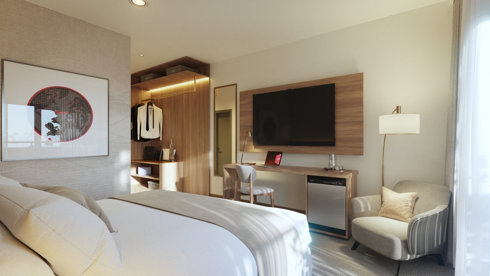 Render del interior de una habitación tipo del hotel Ramada La Romana