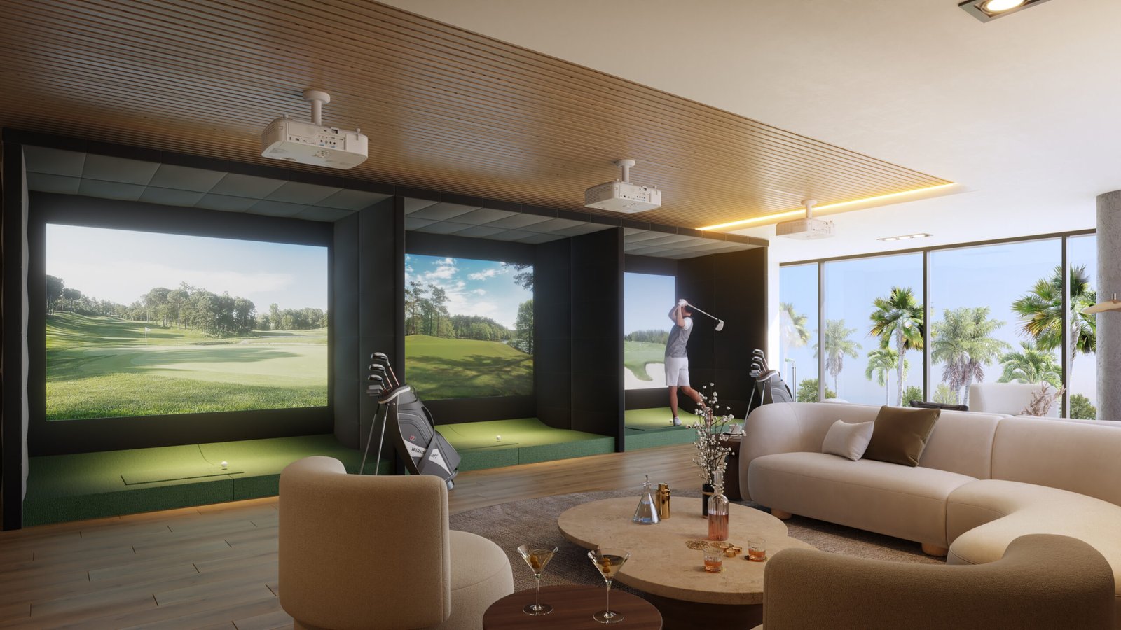 Render del simulador de golf del hotel Ramada La Romana