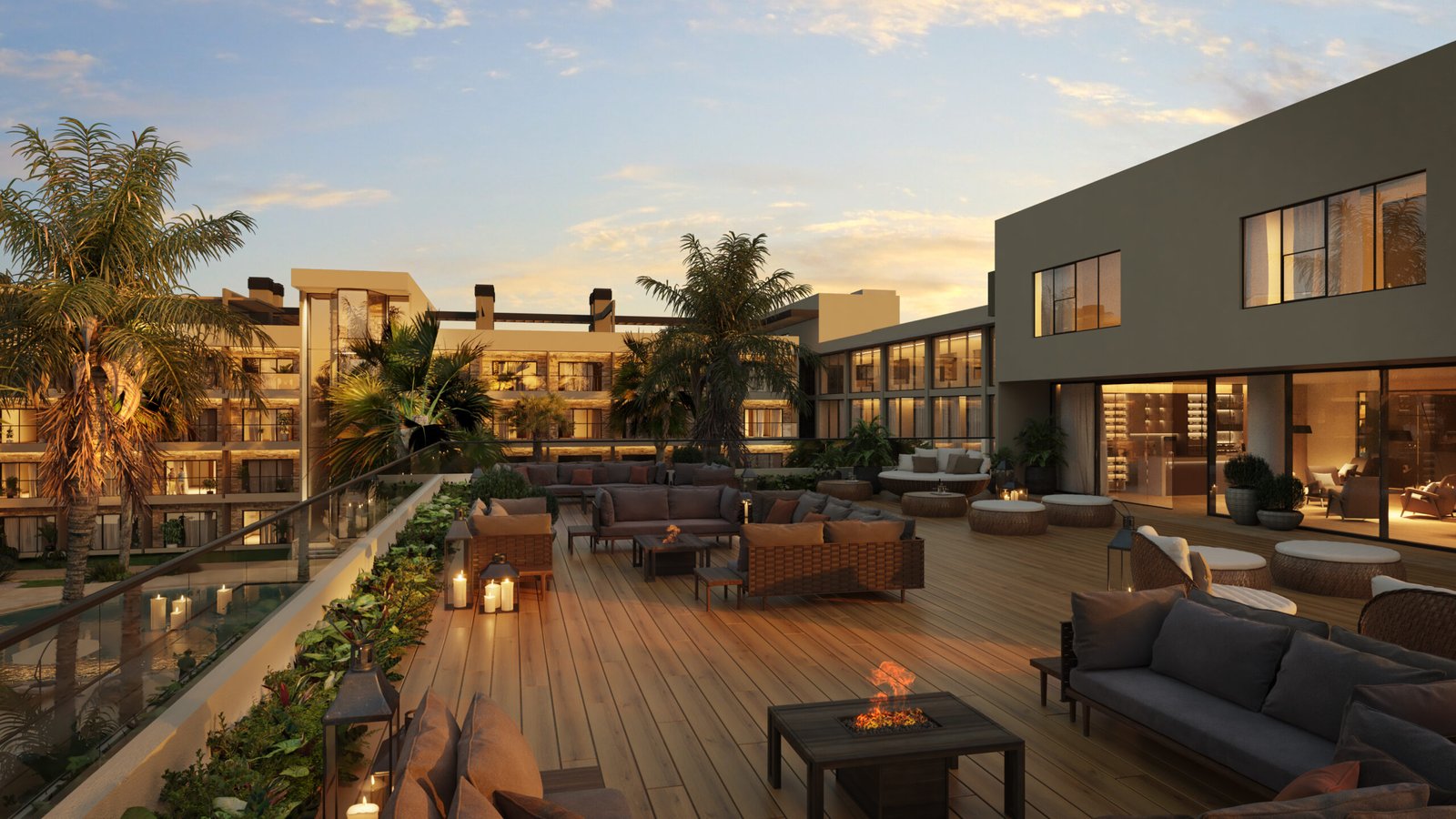 Render de la terraza exterior del hotel Ramada La Romana
