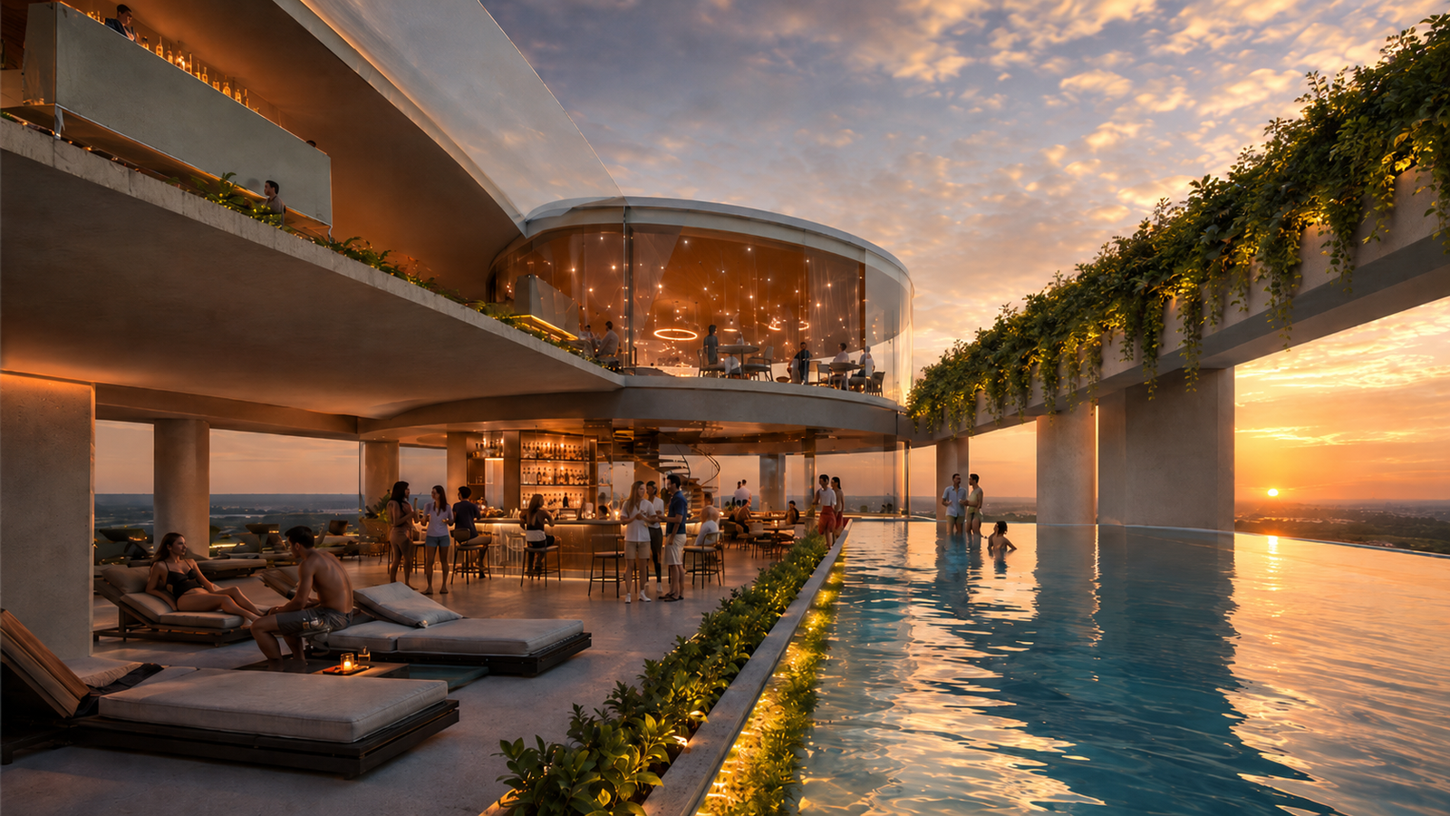 Render del pool bar del Ramada Chaco I